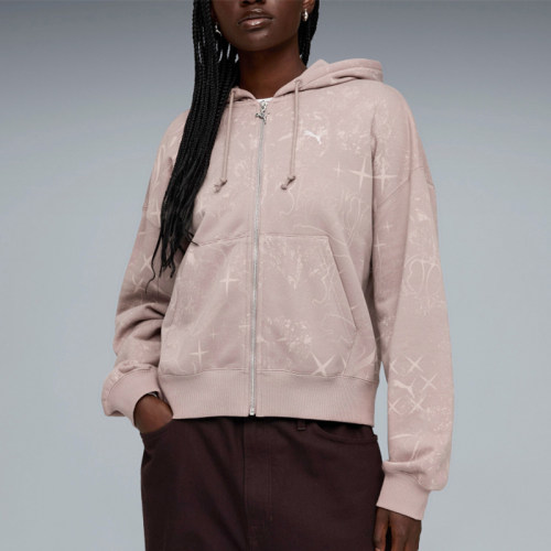 Puma/彪马正品STREET AOP 女士加绒连帽经典长袖夹克637064-88