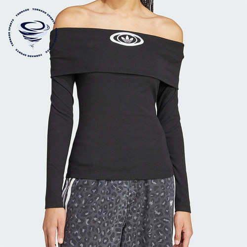 Adidas/阿迪达斯正品三叶草新款女士透气修身一字露肩长袖KA2690