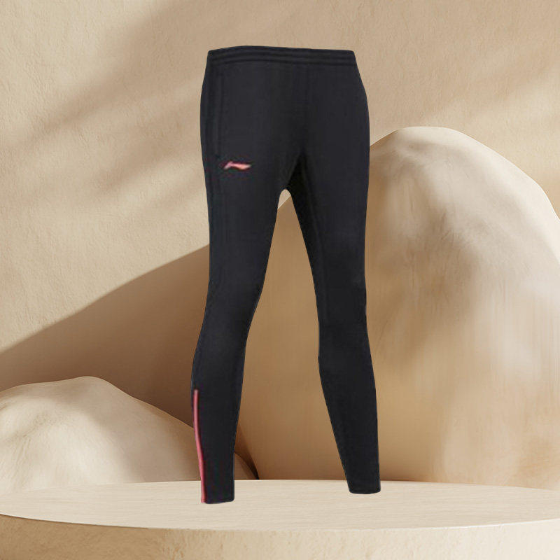 李宁男足球卫裤春秋紧身小脚运动裤透气 束口带拉链AKLKA29