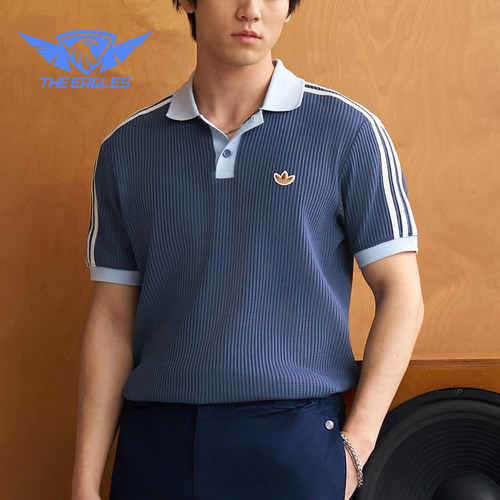 Adidas/阿迪达斯正品三叶草男士针织华夫格运动休闲POLO衫KX1230