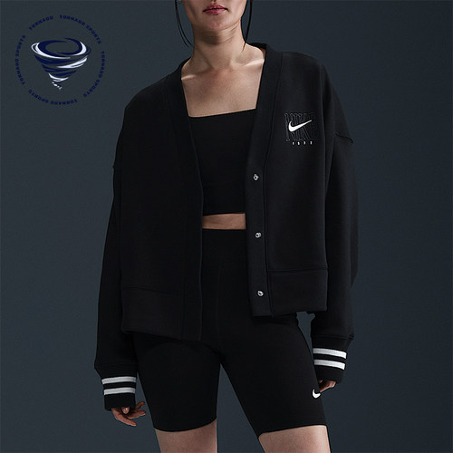 Nike/耐克正品2025秋季款女士日常V领宽松针织运动外套HJ0947-010