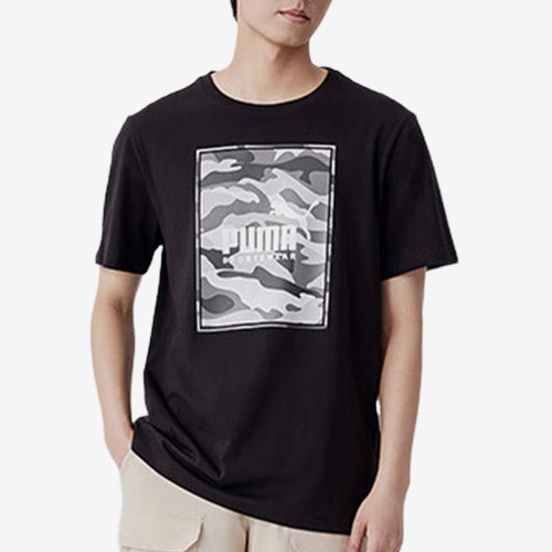 Puma/彪马正品当季新款男士时尚印花圆领休闲透气针织短袖T恤