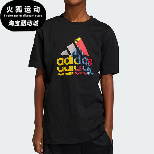 Adidas/阿迪达斯正品夏季儿童图案透气圆领休闲短袖IB9136