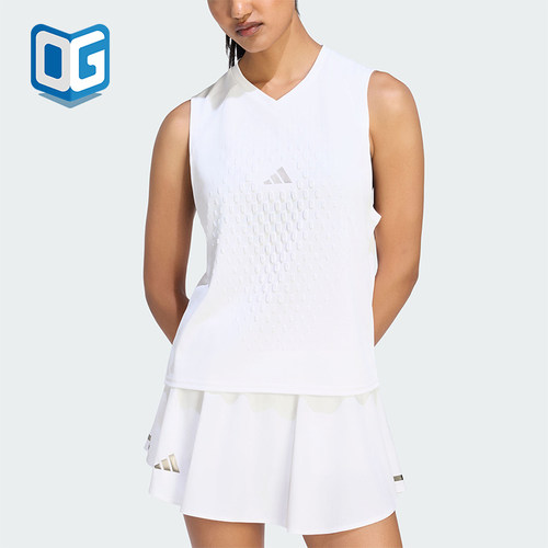 Adidas/阿迪达斯正品女士运动舒适透气V领无袖背心上衣KY1370
