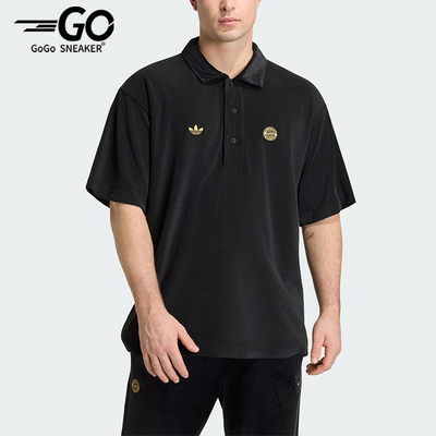 Adidas/阿迪达斯正品三叶草新款男黑金色宽松经典短袖T恤JZ9954