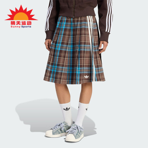 Adidas/阿迪达斯正品三叶草女士休闲格纹日常透气半身裙KW4529