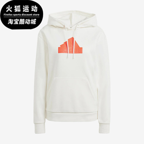 Adidas/阿迪达斯正品徽章长袖连帽女白色经典休闲舒适卫衣IS3639