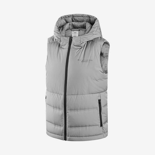 Skechers/斯凯奇正品当季新款男子运动休闲保暖连帽羽绒马甲