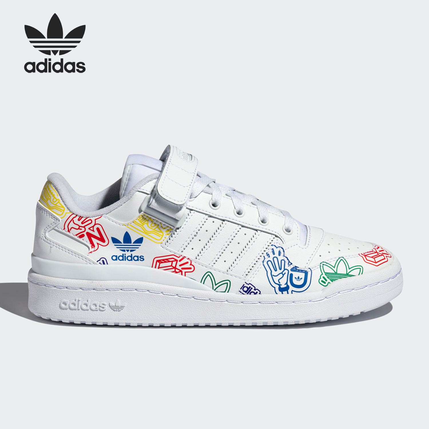 Adidas/阿迪达斯正品三叶草当季新款涂鸦运动休闲男女板鞋GW4922