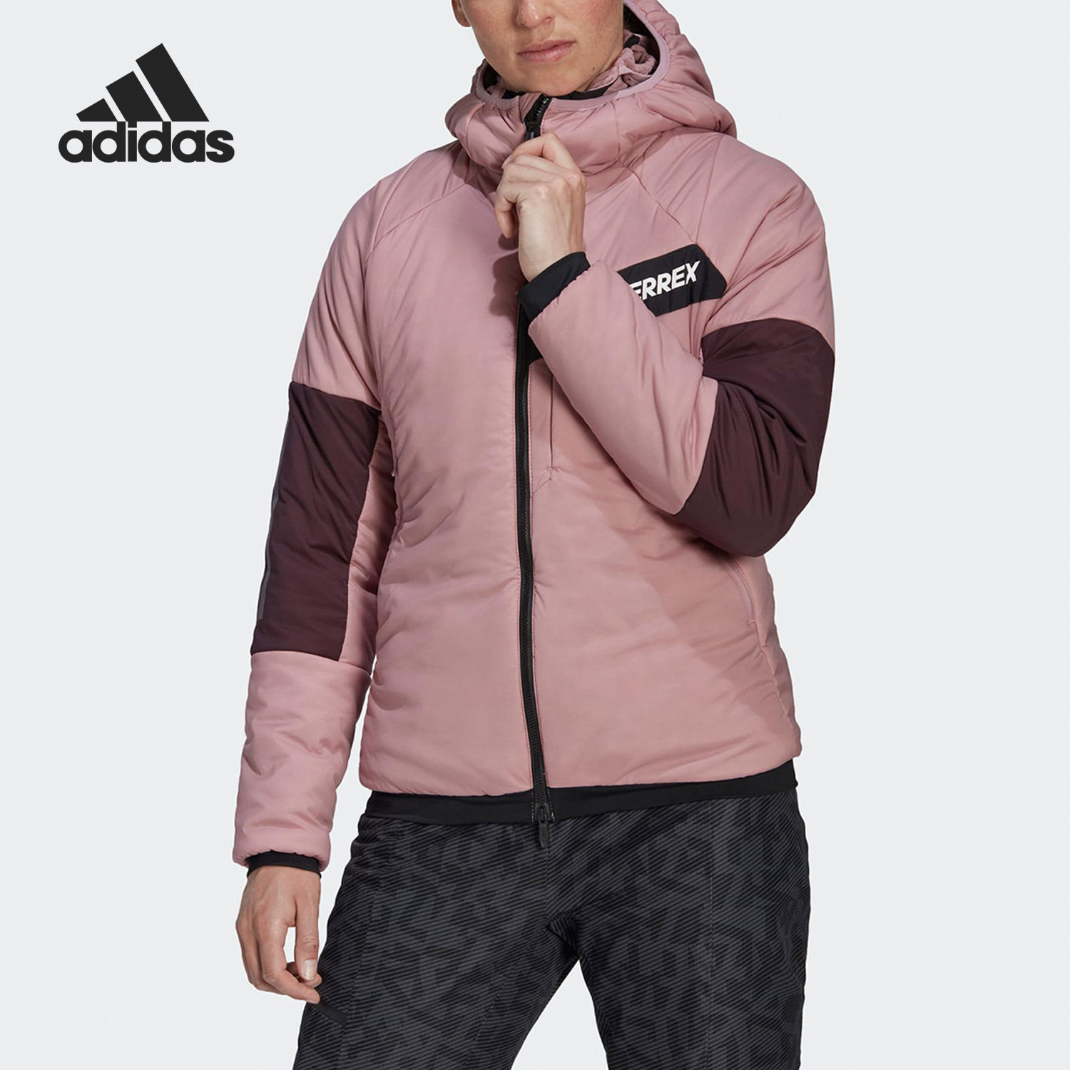Adidas/阿迪达斯正品春季新款女子户外运动连帽棉服HE2287