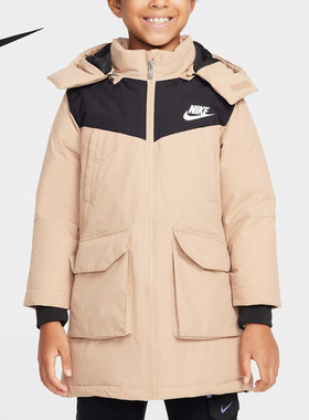 Nike/耐克正品秋冬新款小童拼接中长款保暖羽绒服HV7185-200
