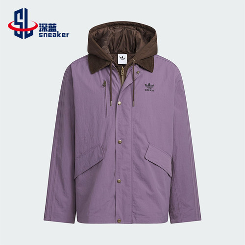 Adidas/阿迪达斯正品三叶草男士休闲连帽二合一复古棉服KW1240