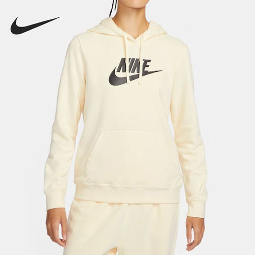 Nike/耐克正品春季女士logo印花抽绳连帽运动卫衣DQ5776-113