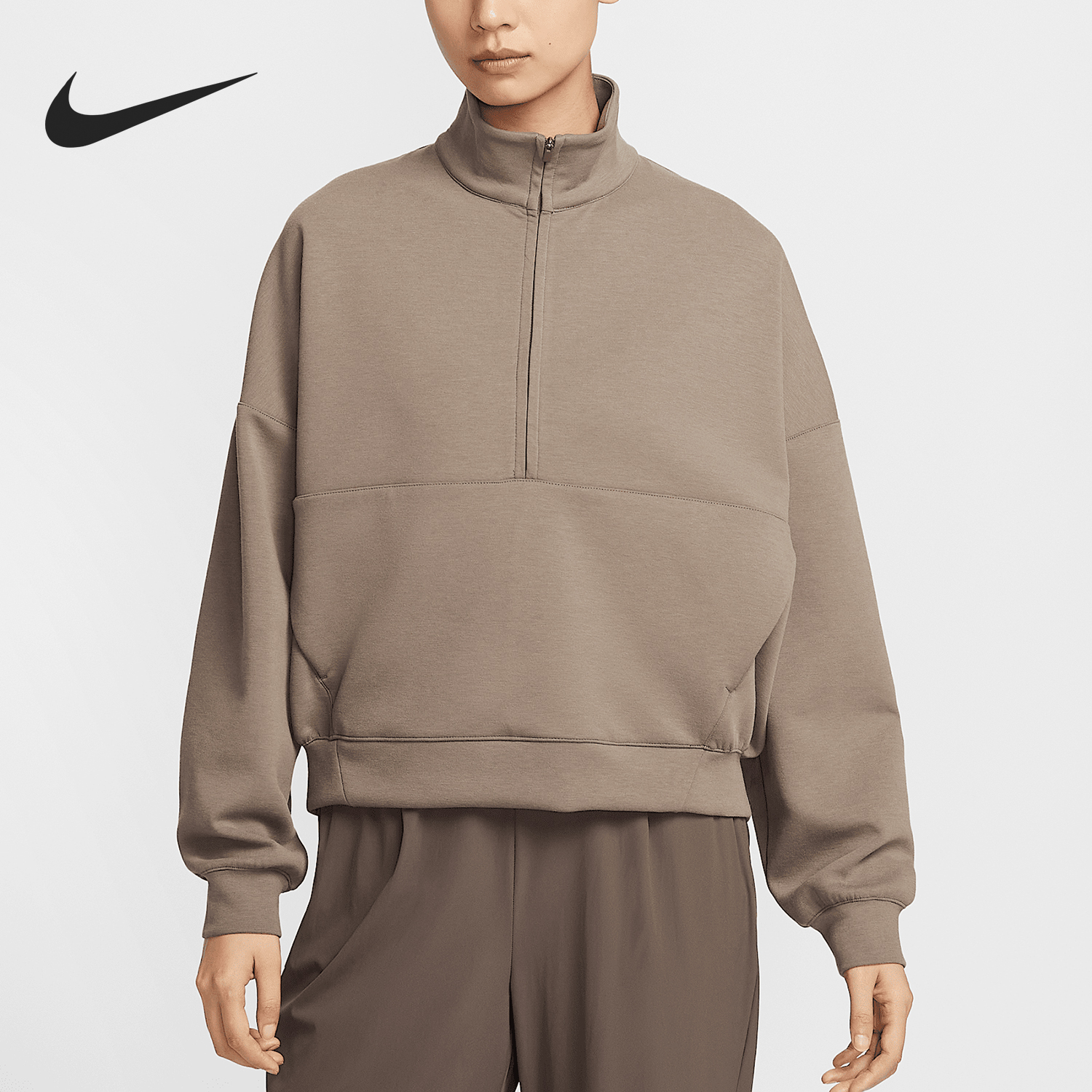Nike/耐克官方正品新款女士半拉链休闲立领卫衣套头衫HQ8189-233