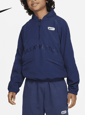 Nike/耐克正品春季新款大童半拉链休闲连帽卫衣DX5365-410