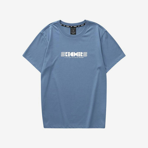 Skechers/斯凯奇正品新款男子时尚简约休闲透气针织短袖T恤