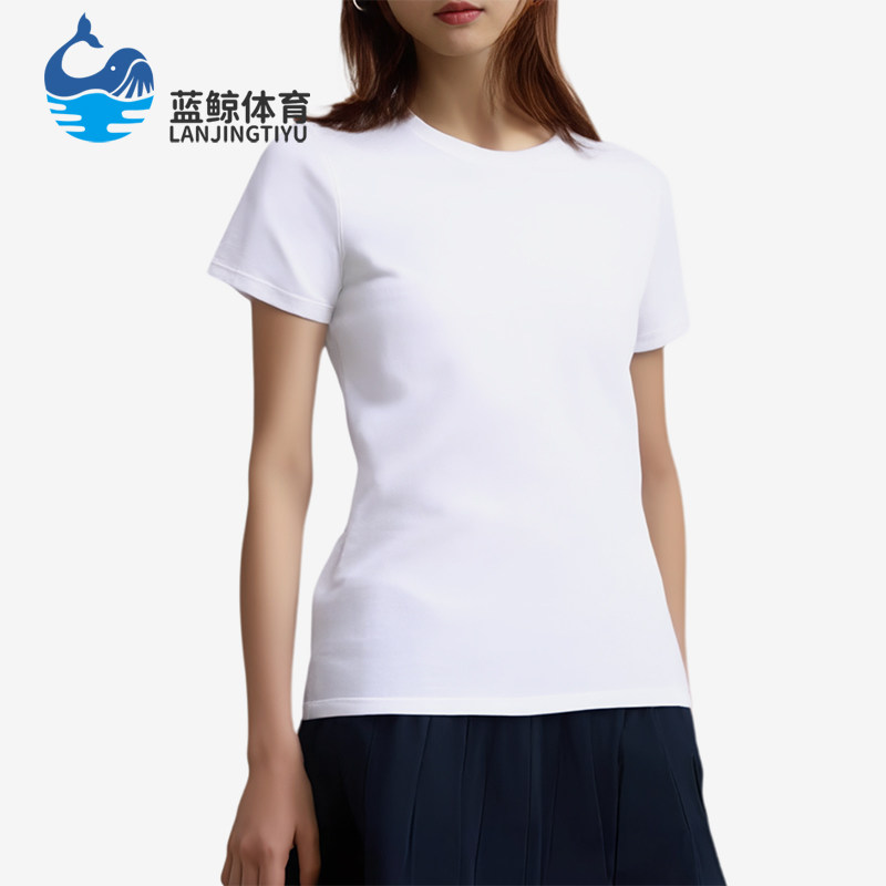 Nike/耐克正品圆领休闲短袖新款女白色经典常规短袖T恤743041-100