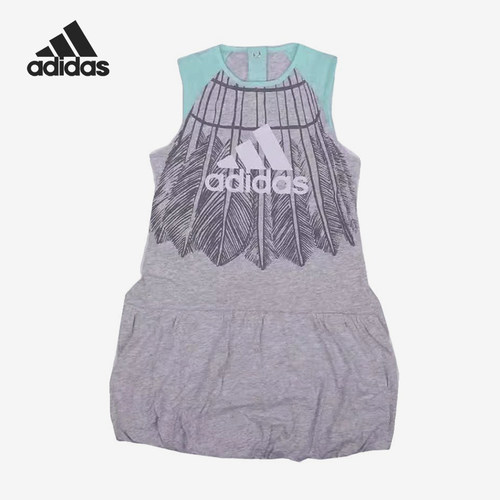 Adidas/阿迪达斯正品灰色轻便透气时尚休闲经典运动连衣裙DV1255