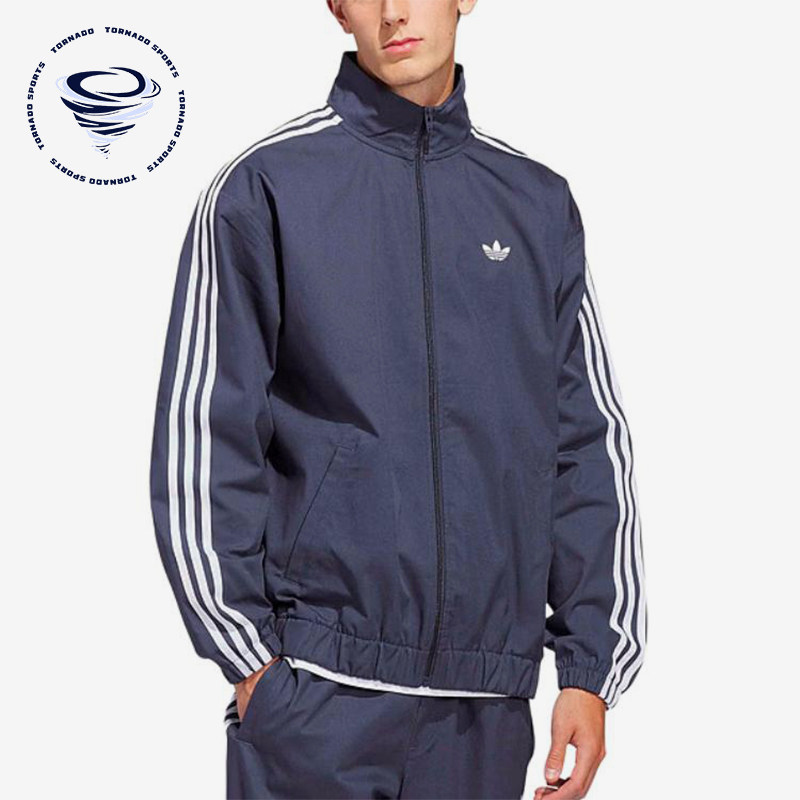 Adidas/阿迪达斯正品三叶草男蓝色夹克经典条纹夹克外套KS8221