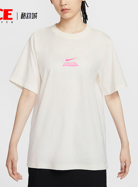 Nike/耐克女夏季宽松运动休闲小狗印花白色短袖HM4625-133