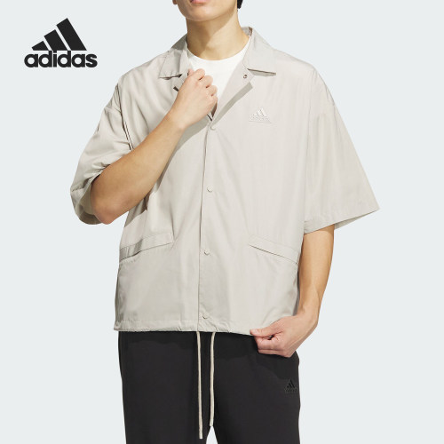 Adidas/阿迪达斯官方正品梭织翻领男士运动休闲半袖外套IT3958