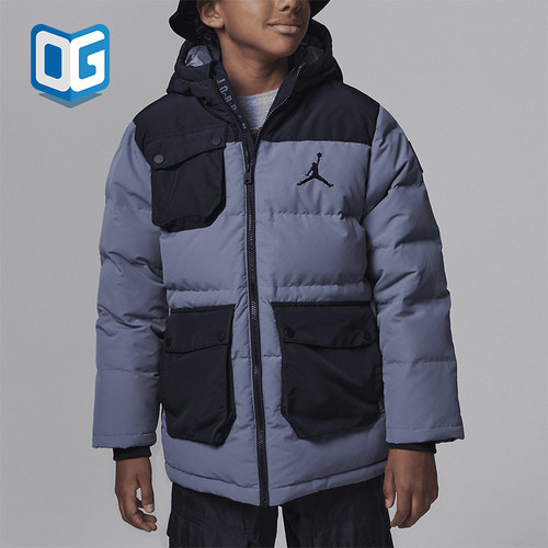 Nike/耐克正品JORDAN新款儿童灰黑色经典保暖夹克外套FV5800-084
