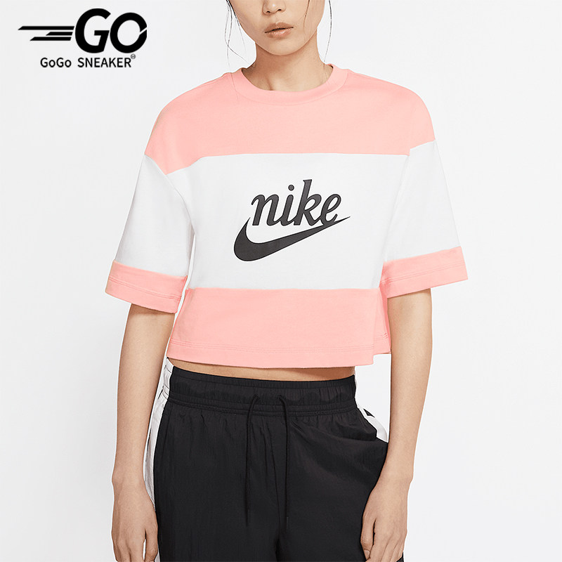 Nike/耐克正品夏季新款女士拼接短款透气运动短袖CK1302-101图片