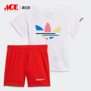 阿迪达斯正品 套装 夏季 婴童休闲运动短袖 H25228 新款 Adidas