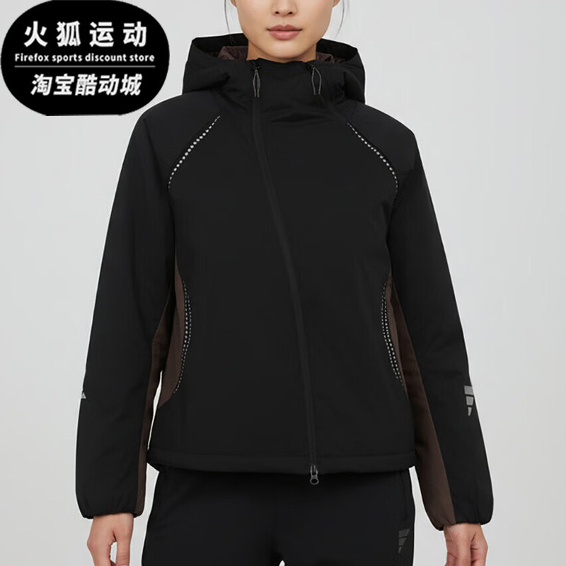 Adidas/阿迪达斯正品秋冬女士运动拉链连帽经典保暖棉服KV4862