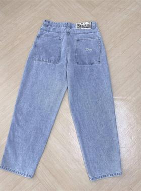 滑板潮Dime BAGGY 直筒潮牌纯棉宽松DENIM PANTS刺绣牛仔长裤外贸