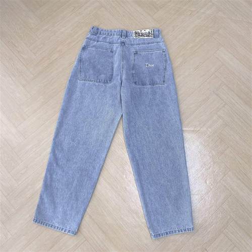 滑板潮Dime BAGGY 直筒潮牌纯棉宽松DENIM PANTS刺绣牛仔长裤外贸