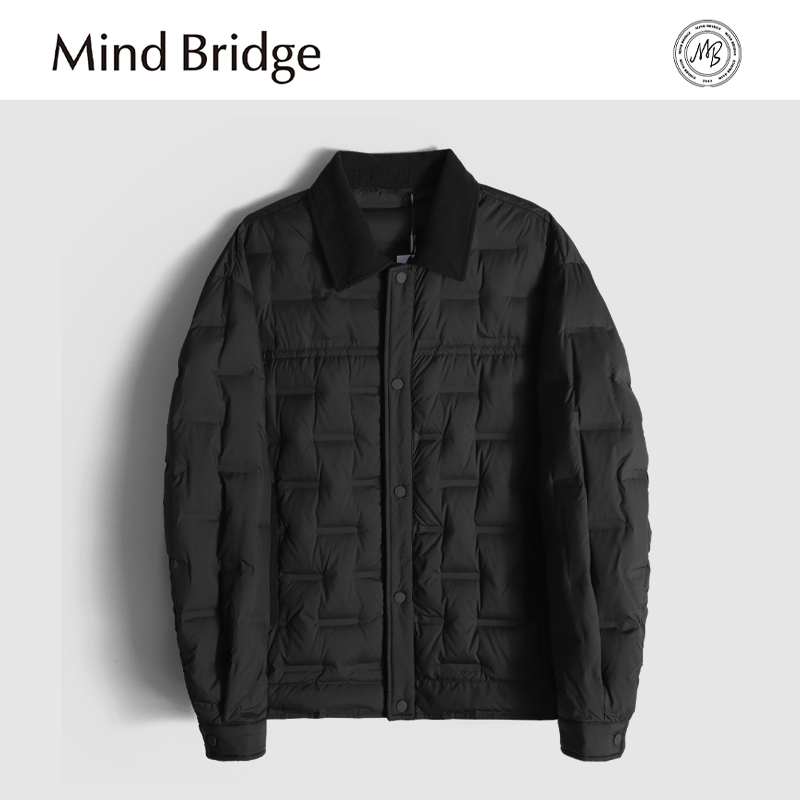 MindBridge新款2025秋冬男士轻量化商务休闲翻领羽绒夹克防风保暖