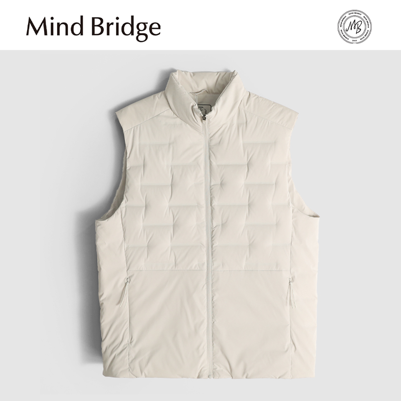 MindBridge新款2025冬季户外立领休闲防风保暖鸭绒羽绒马甲背心男