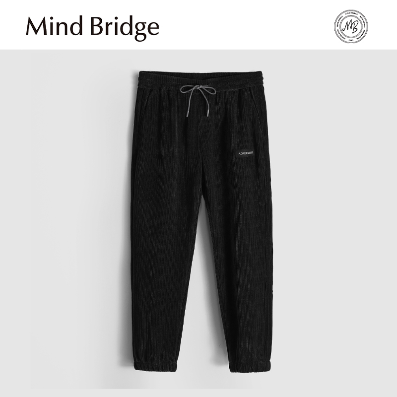 MindBridge新款2025秋冬男士灯芯绒防风保暖加绒休闲直筒长裤抽绳