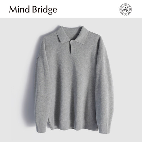 MindBridge新款2025秋季男士翻领商务休闲保暖内搭针织衫打底抗皱