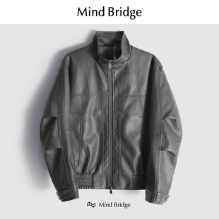 防风保暖棉服 百家好 MindBridge 新款 高端立领PU皮衣机车夹克男士