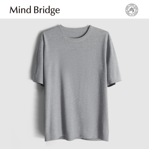 MindBridge新款2025秋冬男士宽松圆领商务休闲针织衫短袖抗皱透气