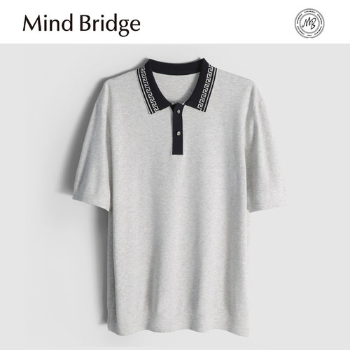 MindBridge新款2025秋冬男士高弹力撞色领商务休闲保暖针织衫短袖