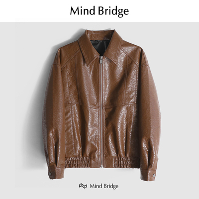 MindBridge翻领冬PU皮衣防风保暖