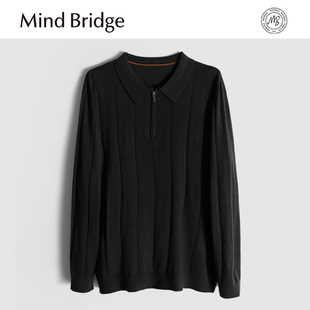内搭 翻领商务休闲垂感透气打底针织衫 MindBridge新款 2025秋冬男士