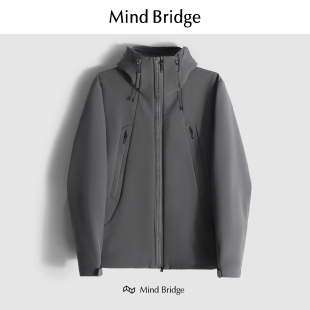 MindBridge新款 户外防风保暖加绒运动休闲连帽夹克外套春 2025男士