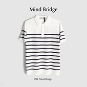 短袖 条纹翻领宽松休闲商务POLO衫 T恤透气t 即将断码 MindBridge