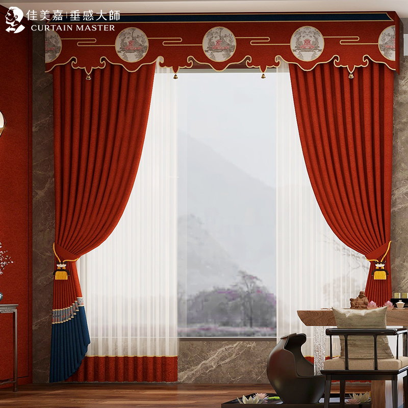 【故宫印象】全屋定制客厅窗帘遮光2024新款轻奢高级双层带纱隔音