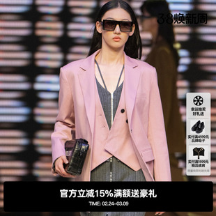 U/TI本白色收腰绵羊毛西装女百搭通勤风正肩外套尤缇2025春季新款