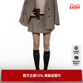 新款 女 复古配腰带小A字短裙尤缇2025秋季 TI格纹学院感西装 裙裤