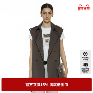 U/T军绿色短款风衣马夹女装 设计感通勤无袖外套尤缇2025秋季新款