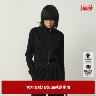 U/TI双拉链加绒短外套女简约显瘦运动风棉质上衣尤缇2025冬季新款