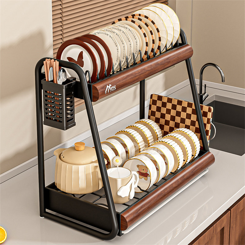 家用沥水碗盘架台面中古风