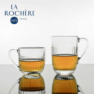 带柄马克杯玻璃长饮水杯 法国LA ROCHERE简约竖纹茶杯Ouessant法式