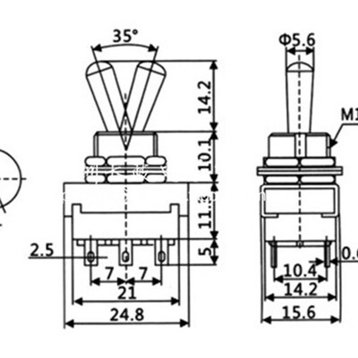 崇实牌 KN32-钮子开关 6脚2档 摇头摇臂开关AC 250V 5A 拨动开关